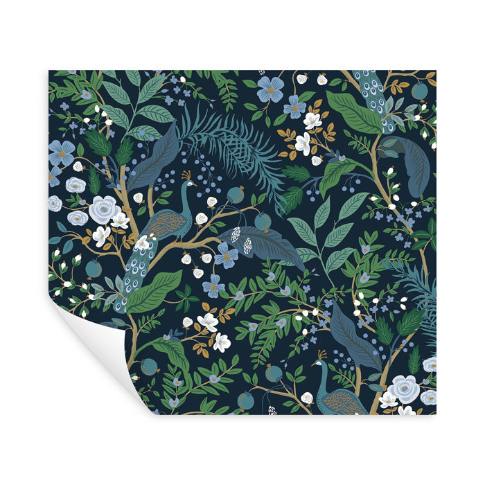 Rifle Paper Co. Peacock Garden Navy Peel and Stick Wallpaper & Reviews